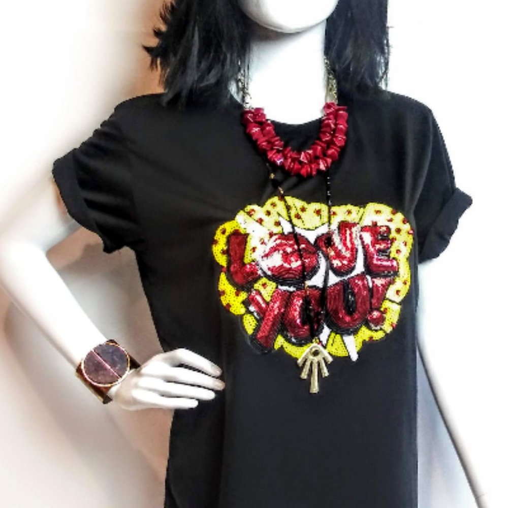EASY STREET Sequin "LOVE" Tee
